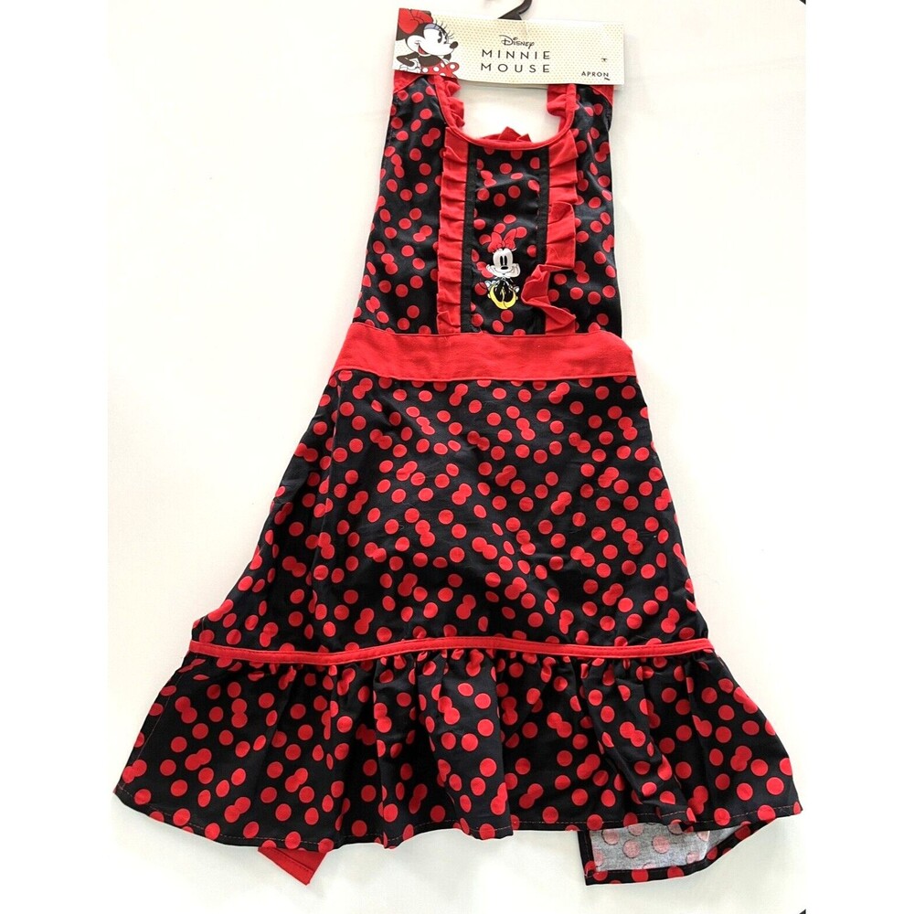 Disney Minnie Mouse Cooking Apron NEW Signature Red Polka Dots & Bow Kitchen NWT